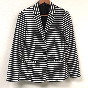 Mossimo Black and White Striped Blazer, Size Medium